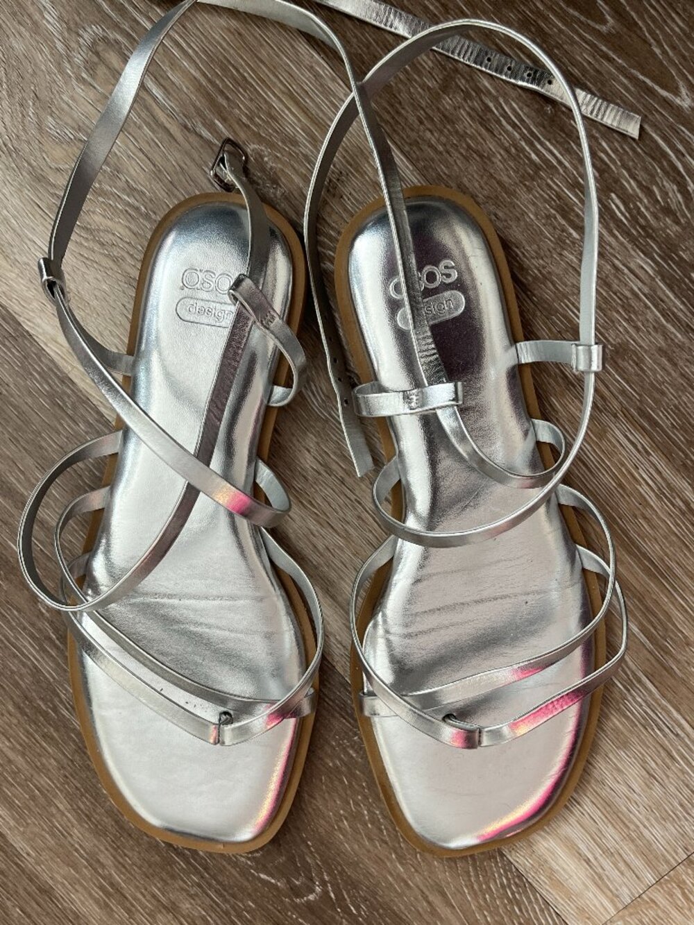 Strappy Silver Flat Sandals